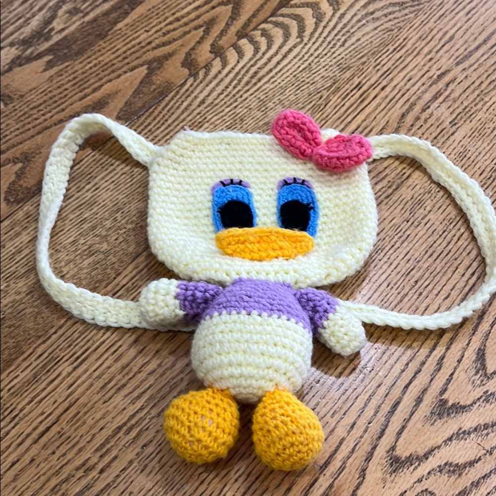 Crochet Tweety Bird backpack with Pink Bow